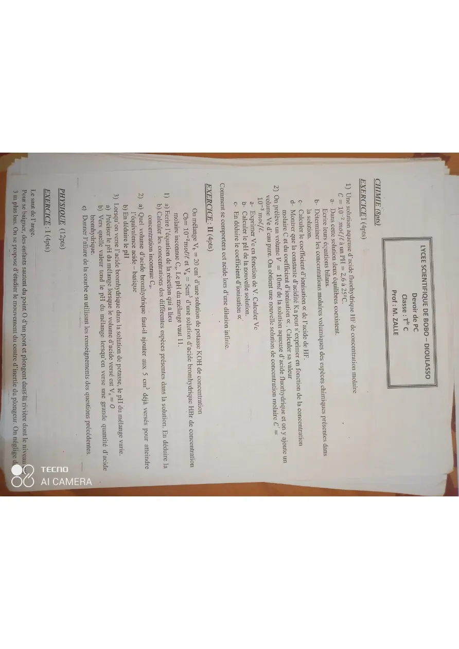 Page 6 — Épreuve de physique chimie de LSNB