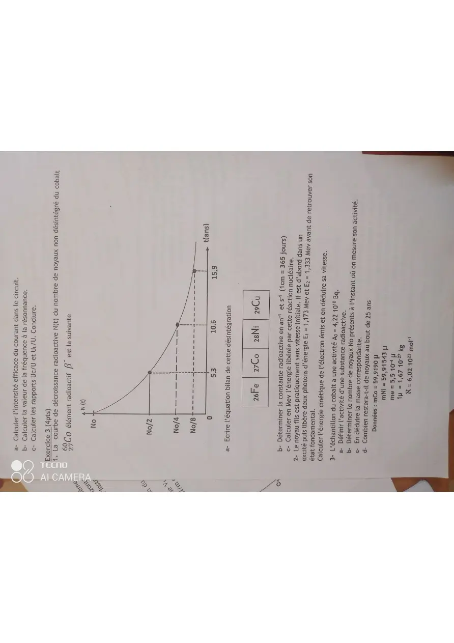 Page 17 — Épreuve de physique chimie de LSNB