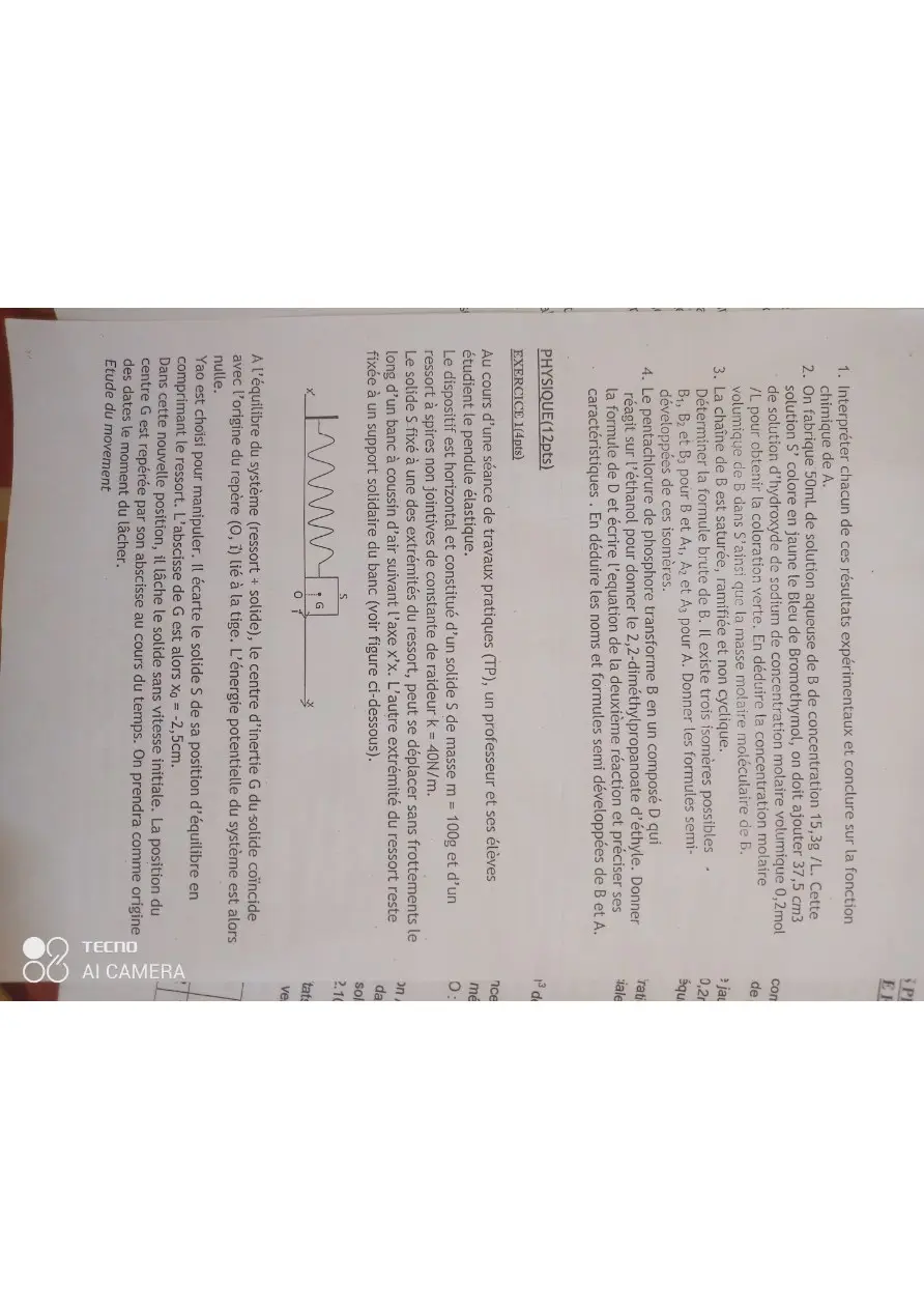 Page 20 — Épreuve de physique chimie de LSNB