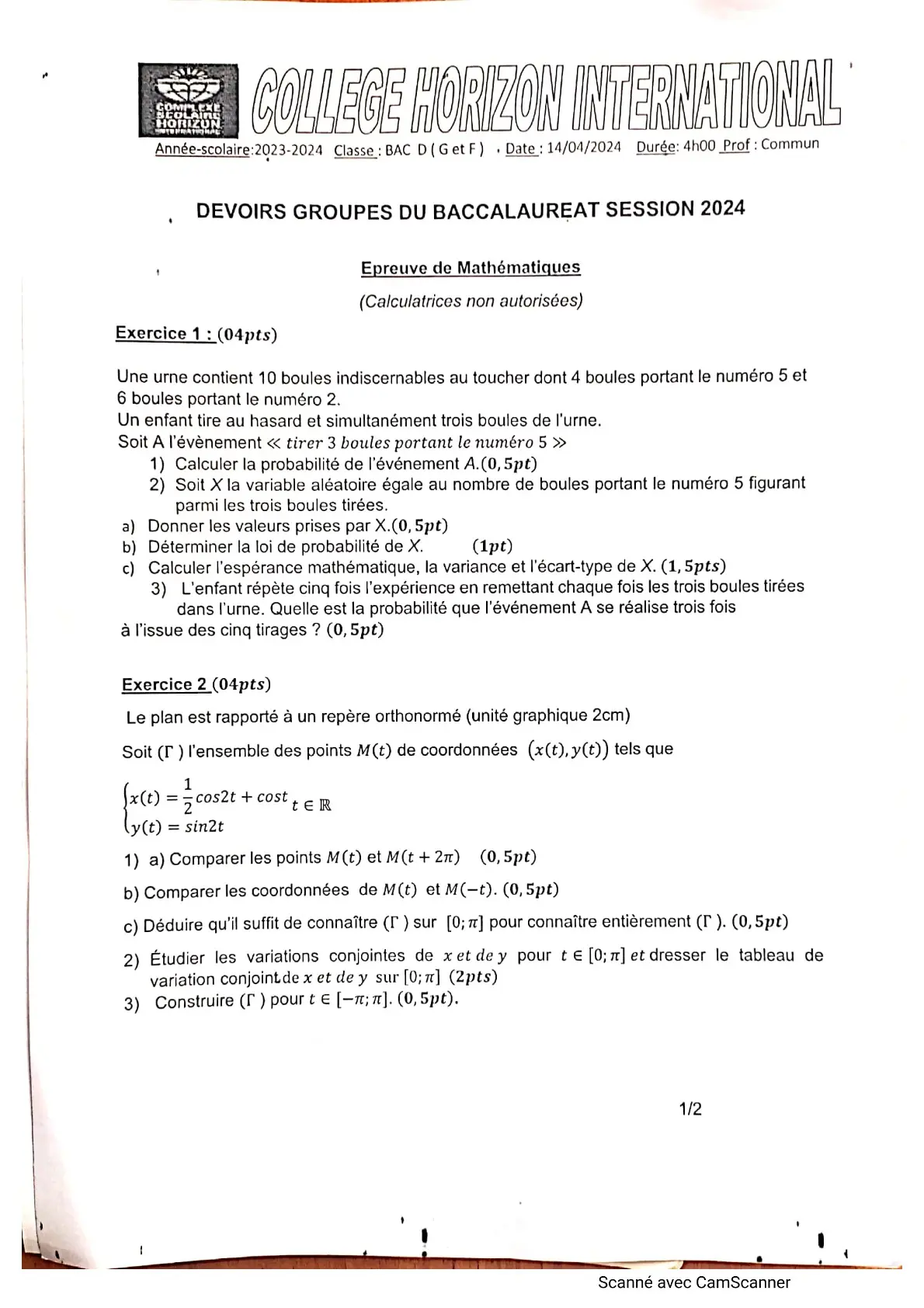 Page 15 — Bac blanc horizon 