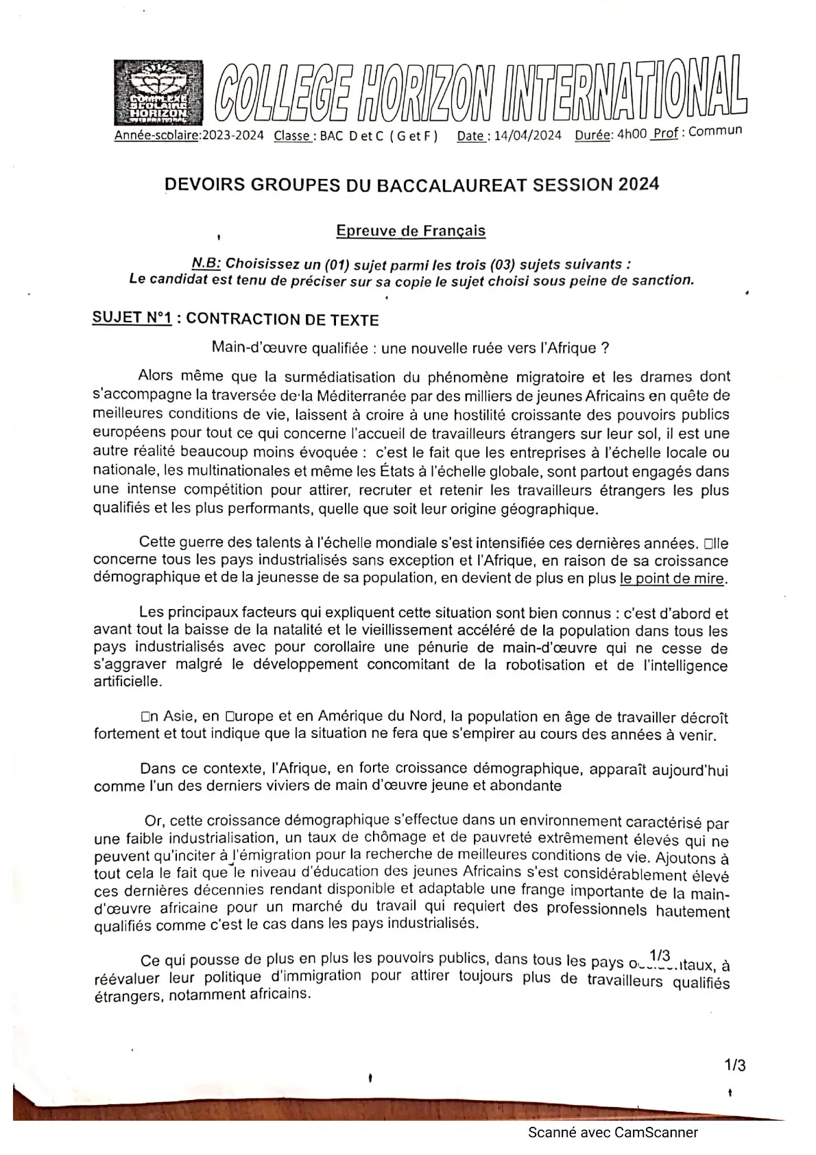 Page 19 — Bac blanc horizon 