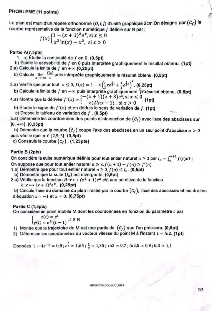 Page 2 — BAC D 2025 sujet de remplacement 1er tour