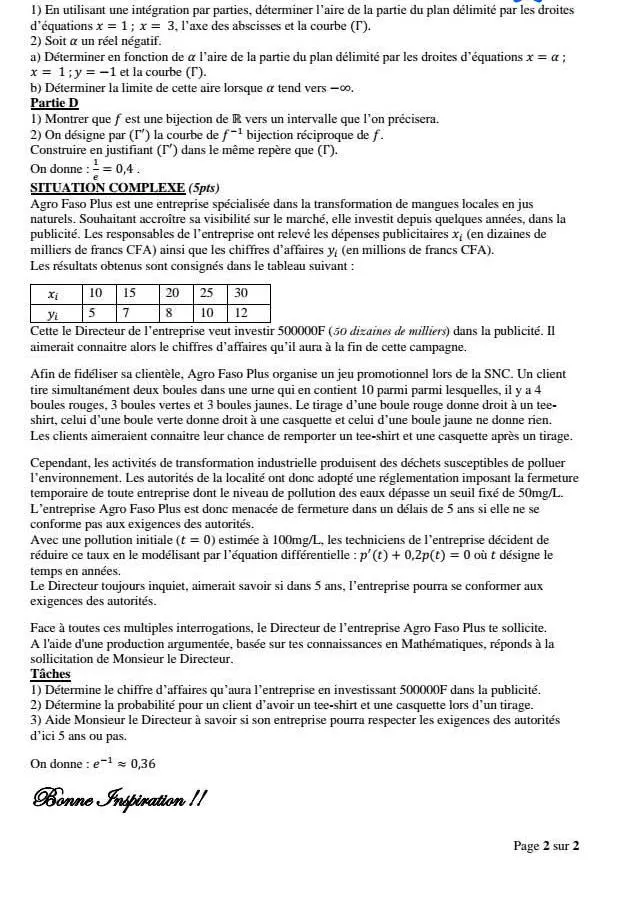 Page 2 — Sujet math