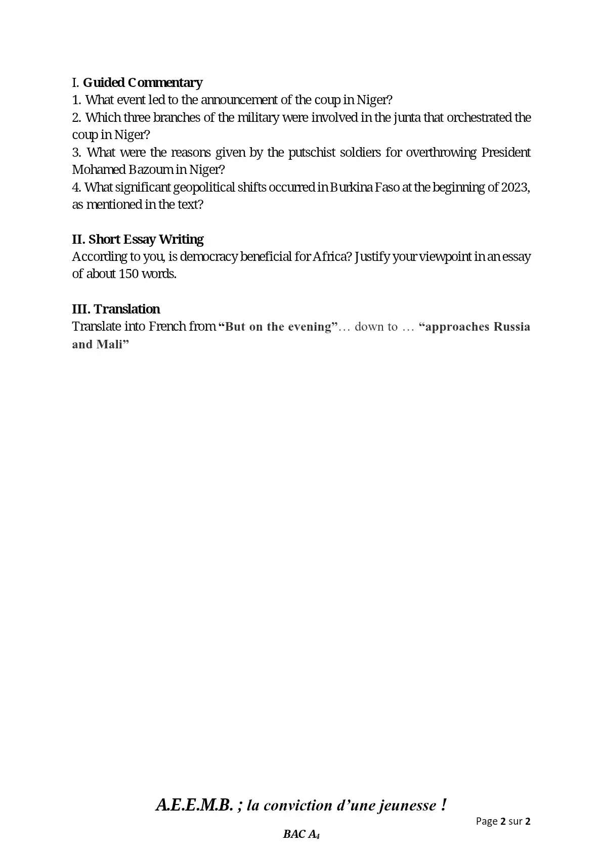 Page 2 — Bac anglais AEEMB
