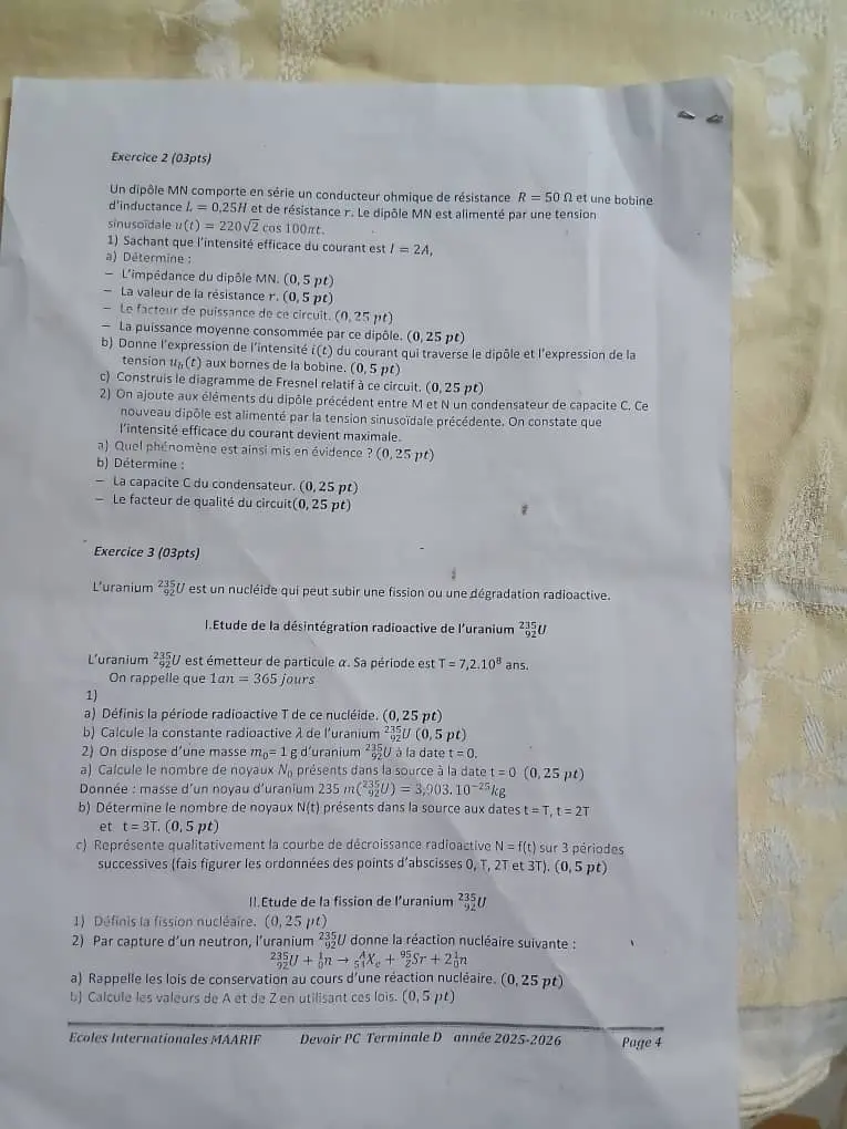 Page 4 — Devoir - PC - Tle D