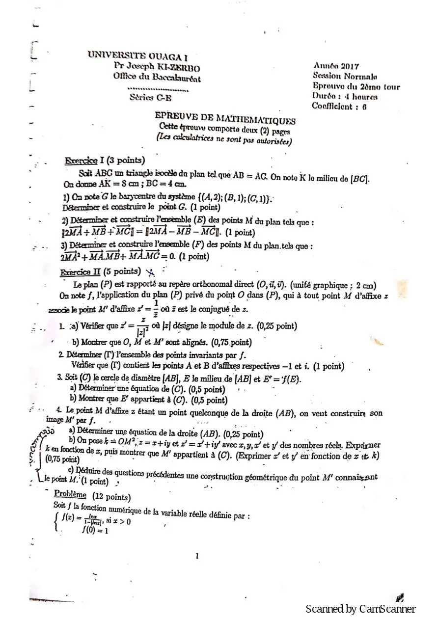 Page 3 — Recueille de sujet bac math c-d