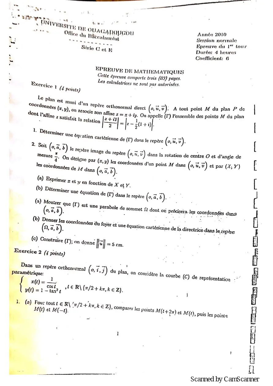 Page 38 — Recueille de sujet bac math c-d