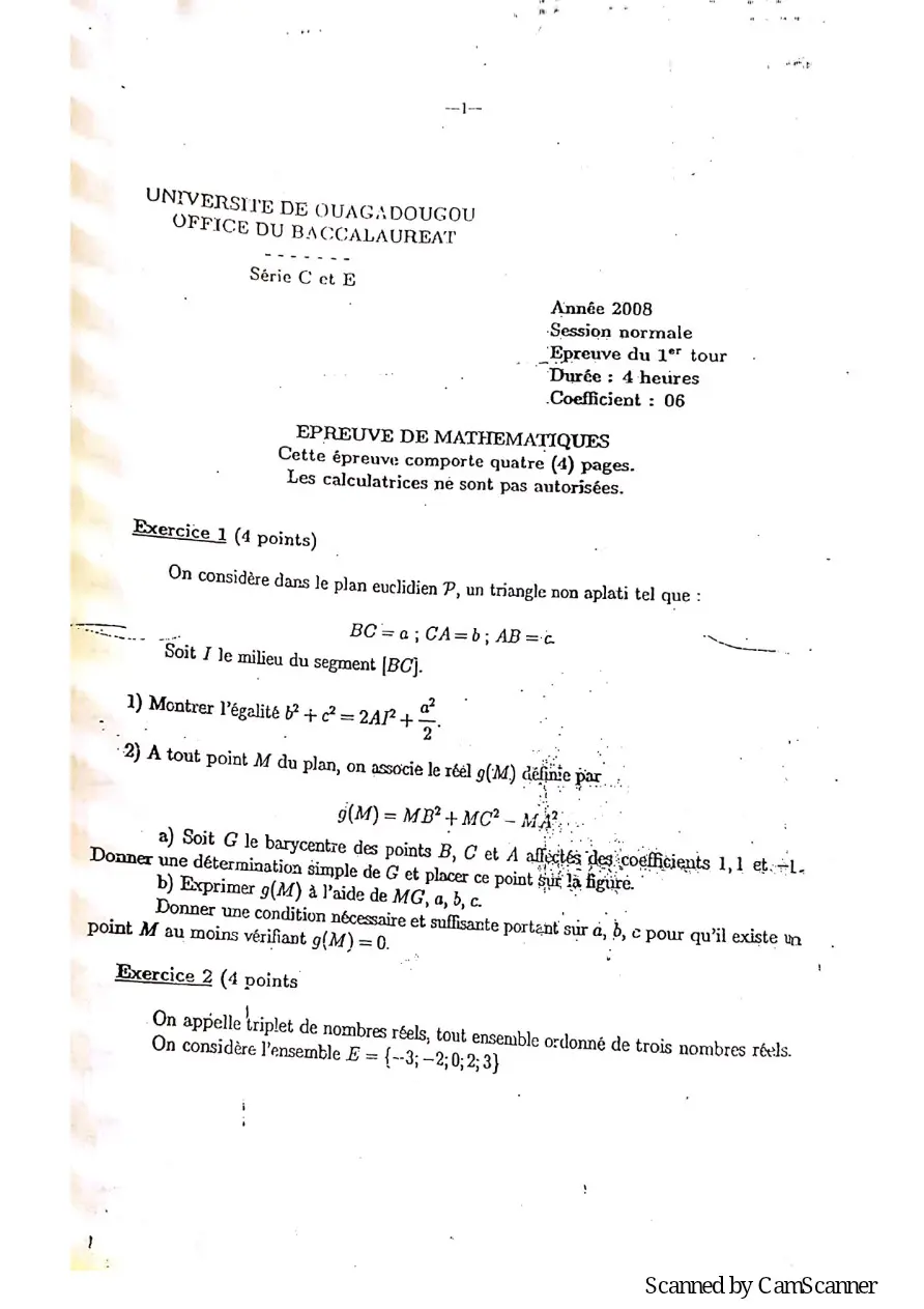 Page 54 — Recueille de sujet bac math c-d