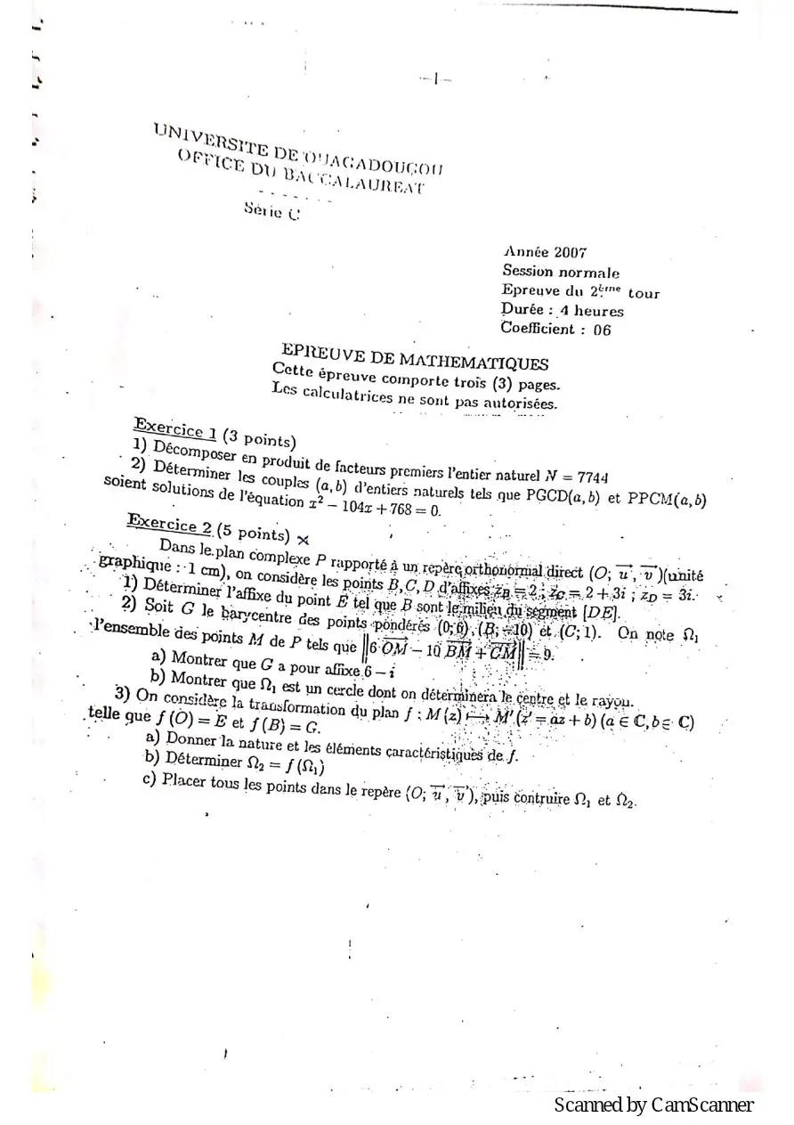 Page 71 — Recueille de sujet bac math c-d