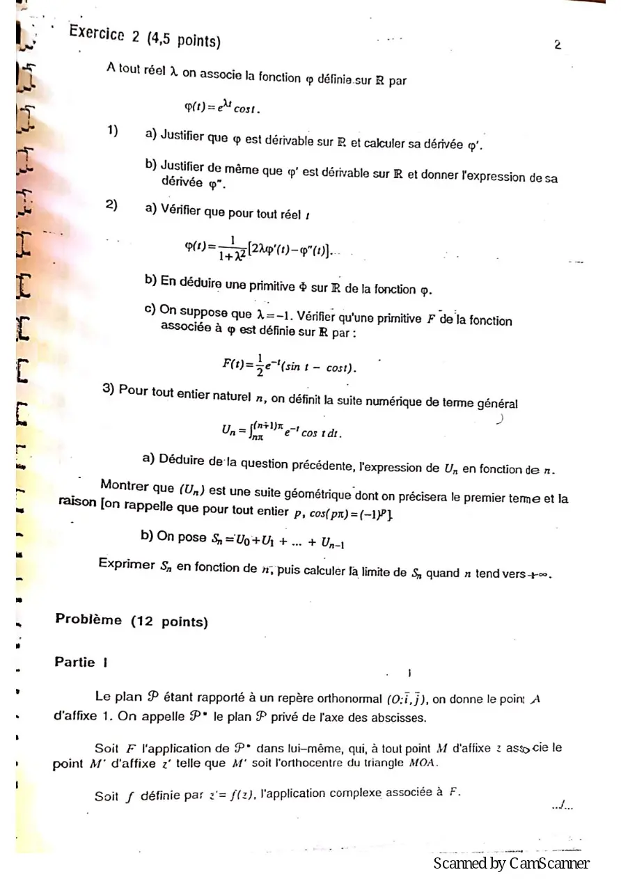Page 87 — Recueille de sujet bac math c-d