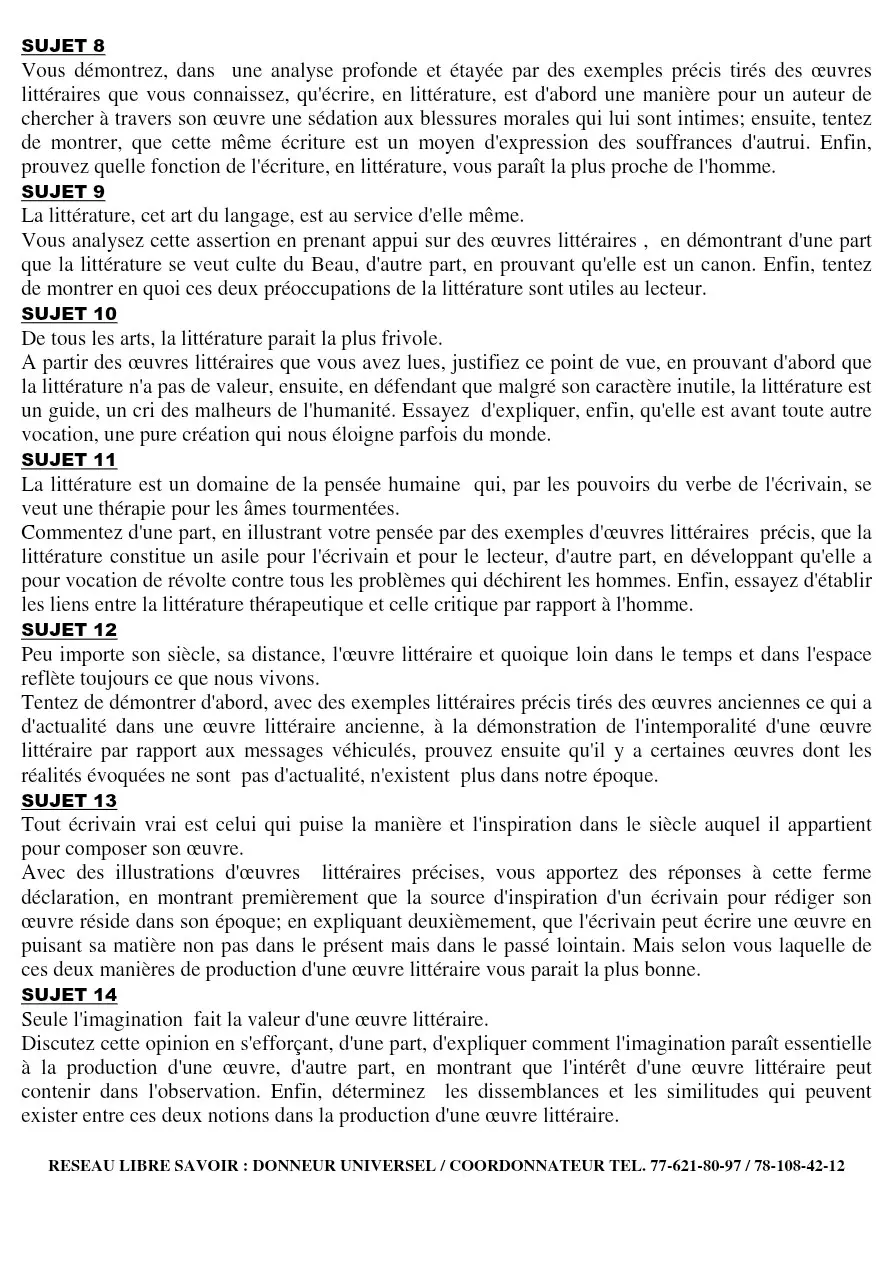 Page 2 — Sujets dissertation français 