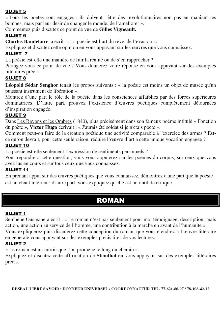 Page 5 — Sujets dissertation français 