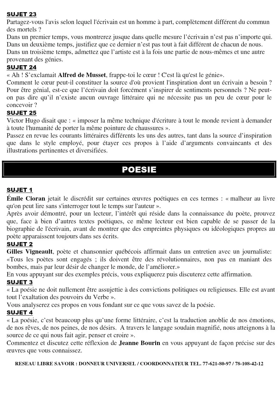 Page 4 — Sujets dissertation français 