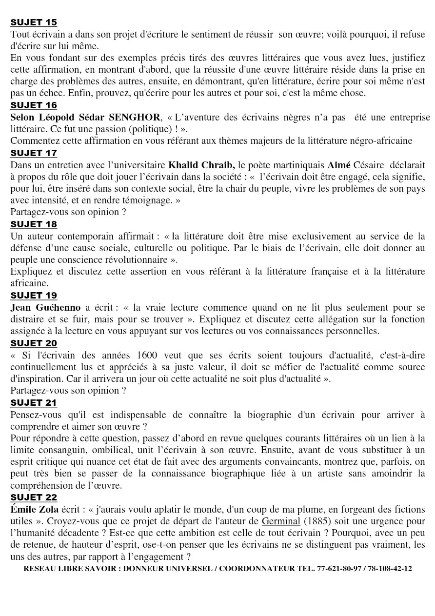 Page 3 — Sujets dissertation français 