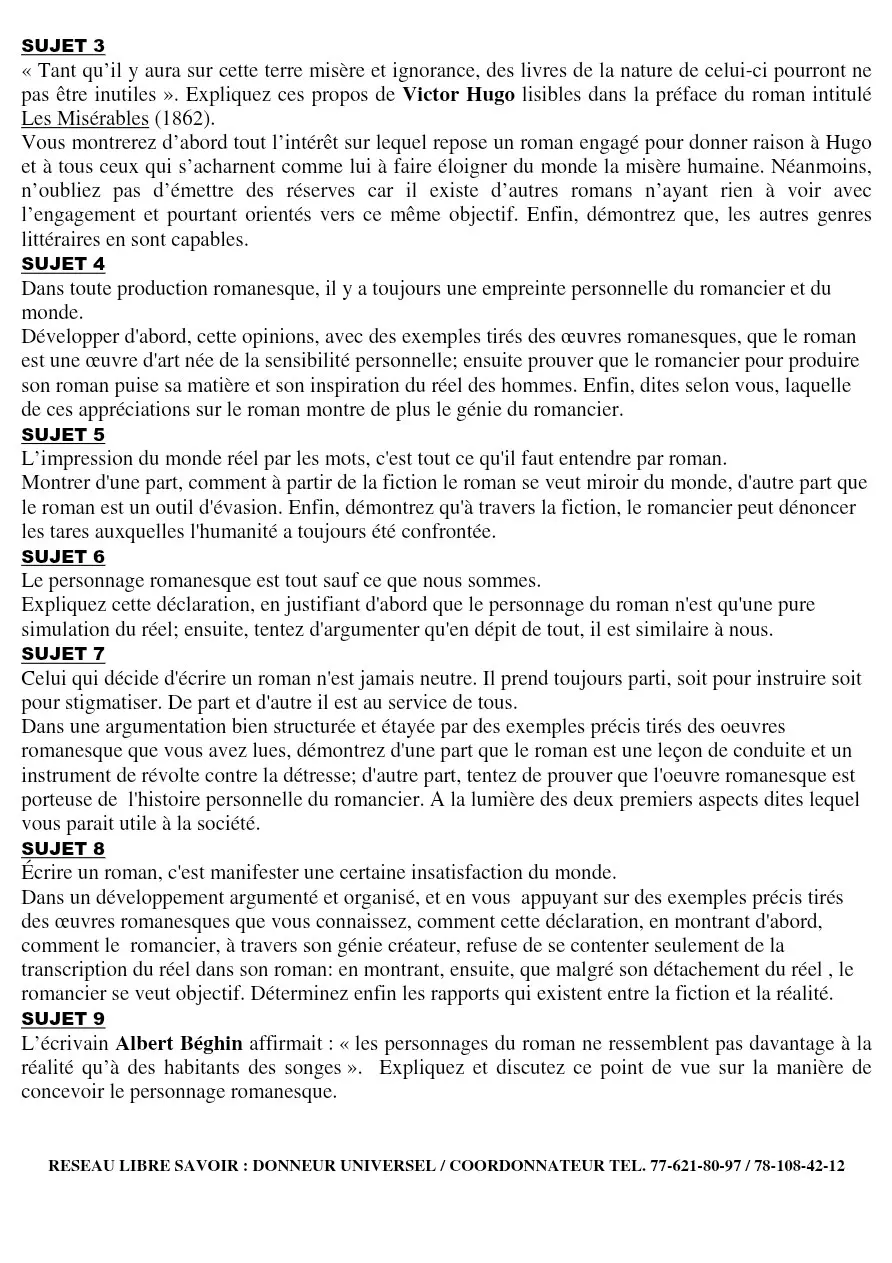 Page 6 — Sujets dissertation français 