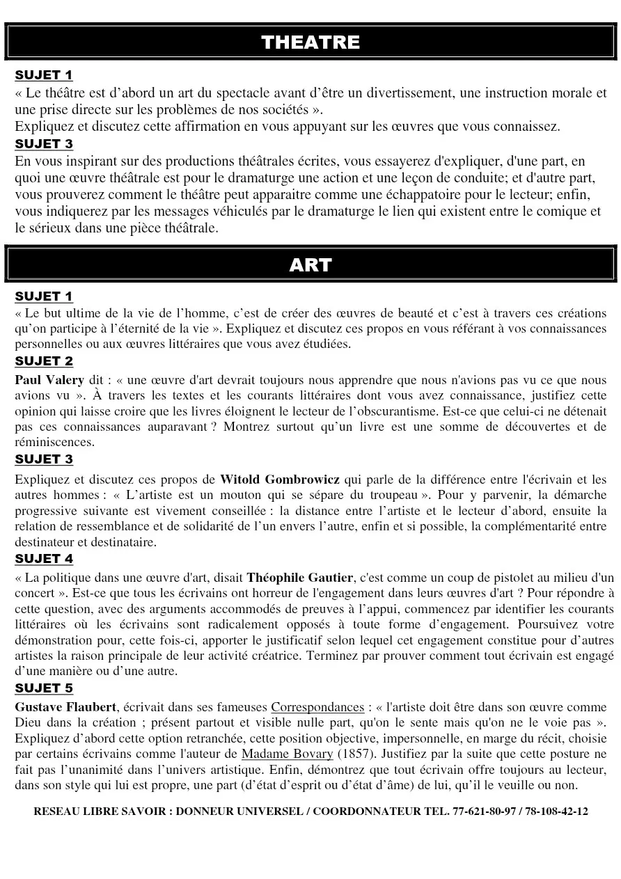 Page 8 — Sujets dissertation français 