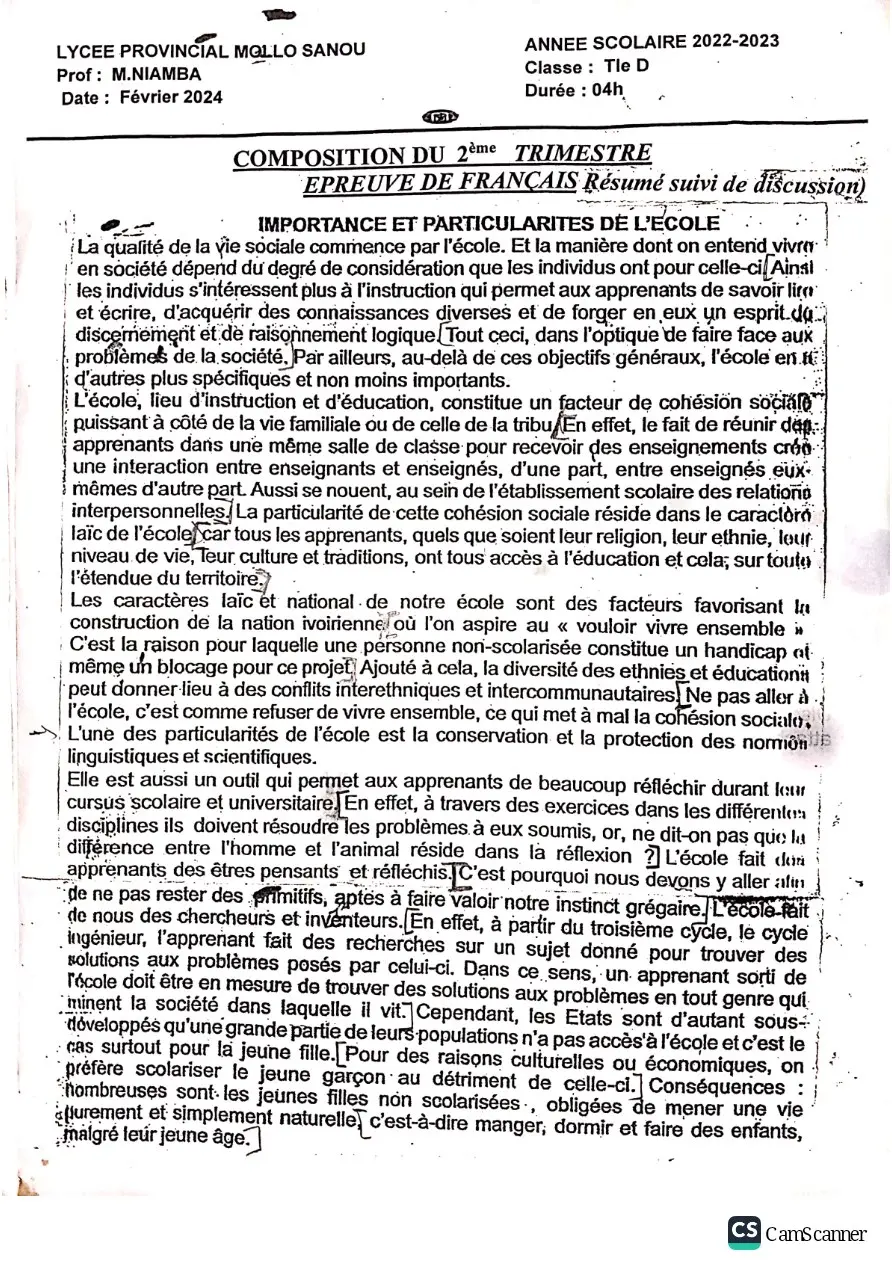 Page 14 — Devoir français 