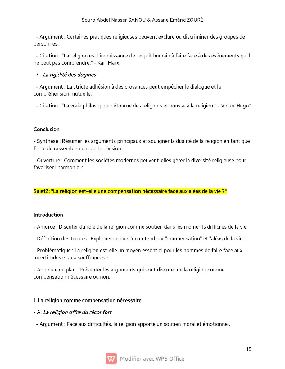 Page 15 — Sujets de dissertation de philosophie