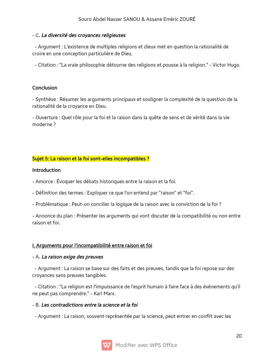 Page 20 — Sujets de dissertation de philosophie