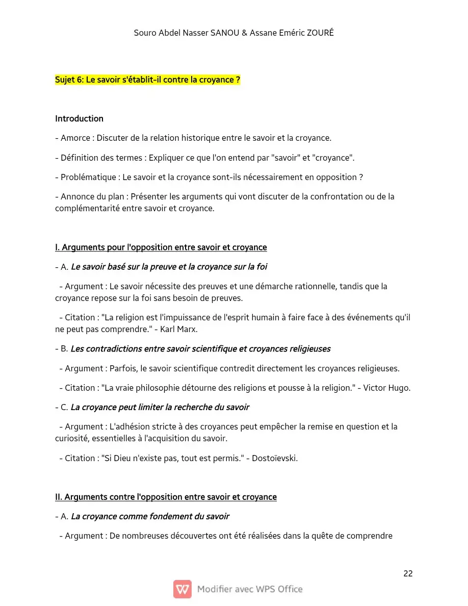 Page 22 — Sujets de dissertation de philosophie