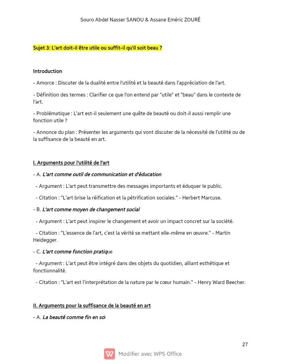 Page 27 — Sujets de dissertation de philosophie