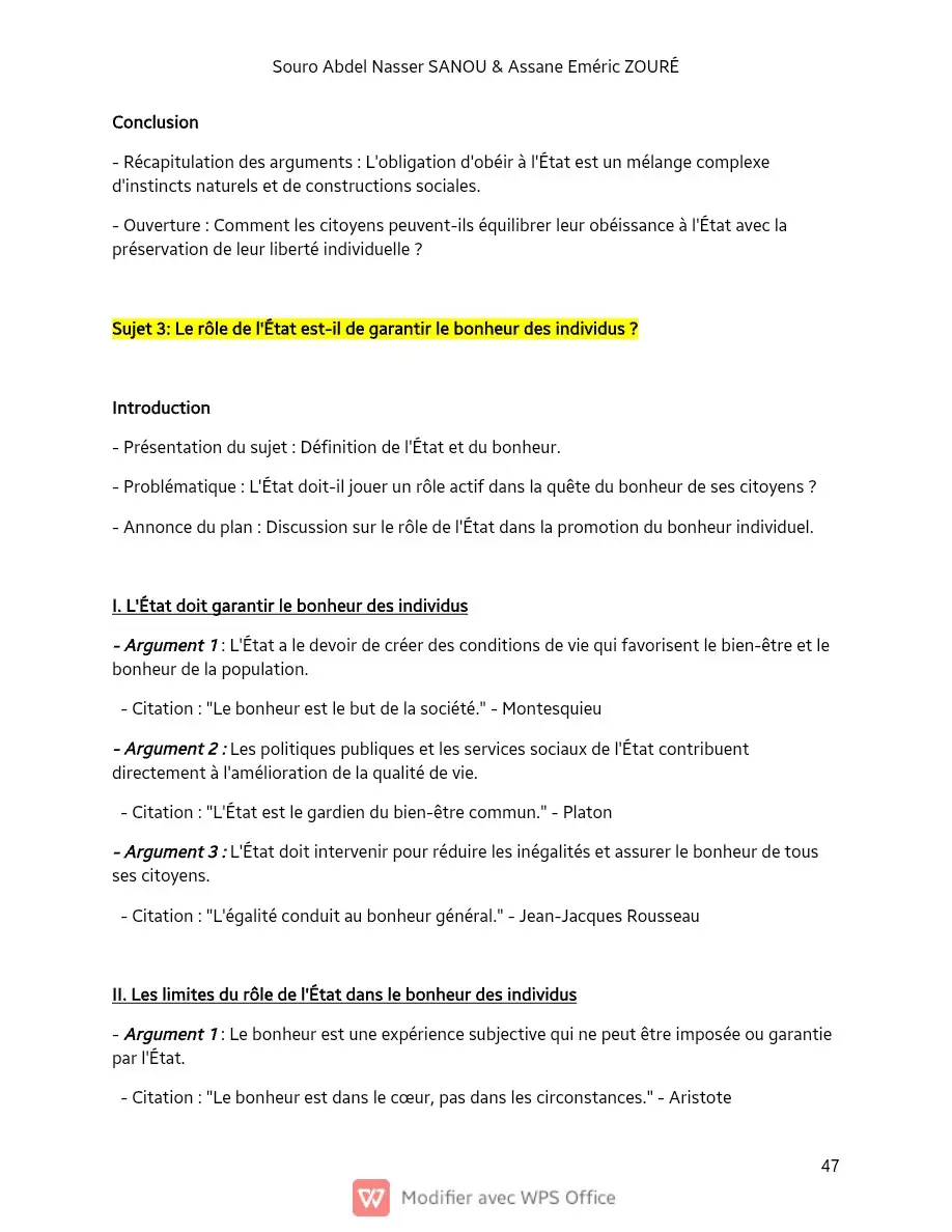 Page 47 — Sujets de dissertation de philosophie