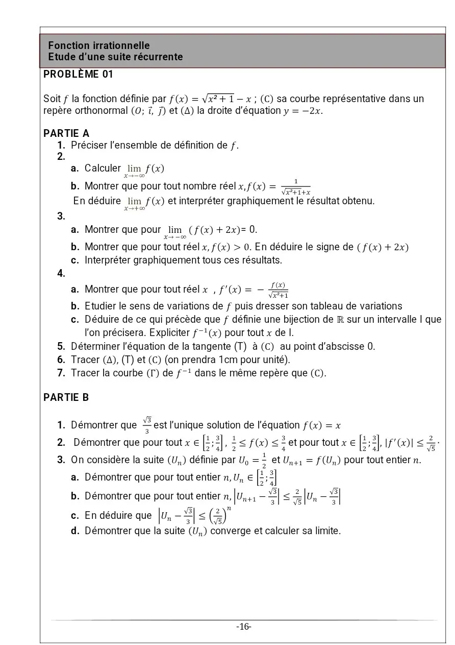 Page 1 — Recueil d'exercice de math