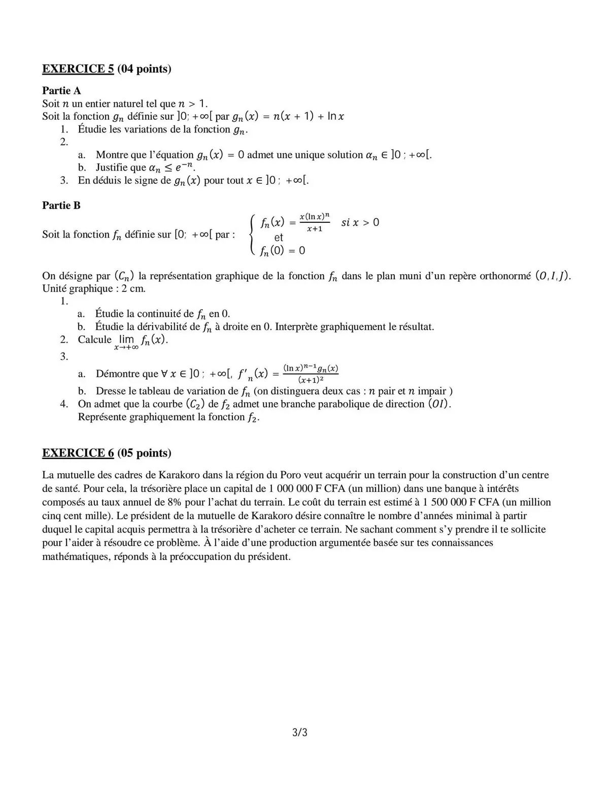 Page 3 — Bac Régional mathématiques de la CI