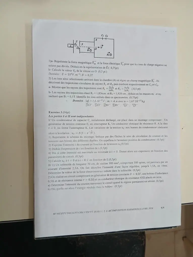 Page 4 — Épreuve Harmonisé de PC de Tle C Guiriko