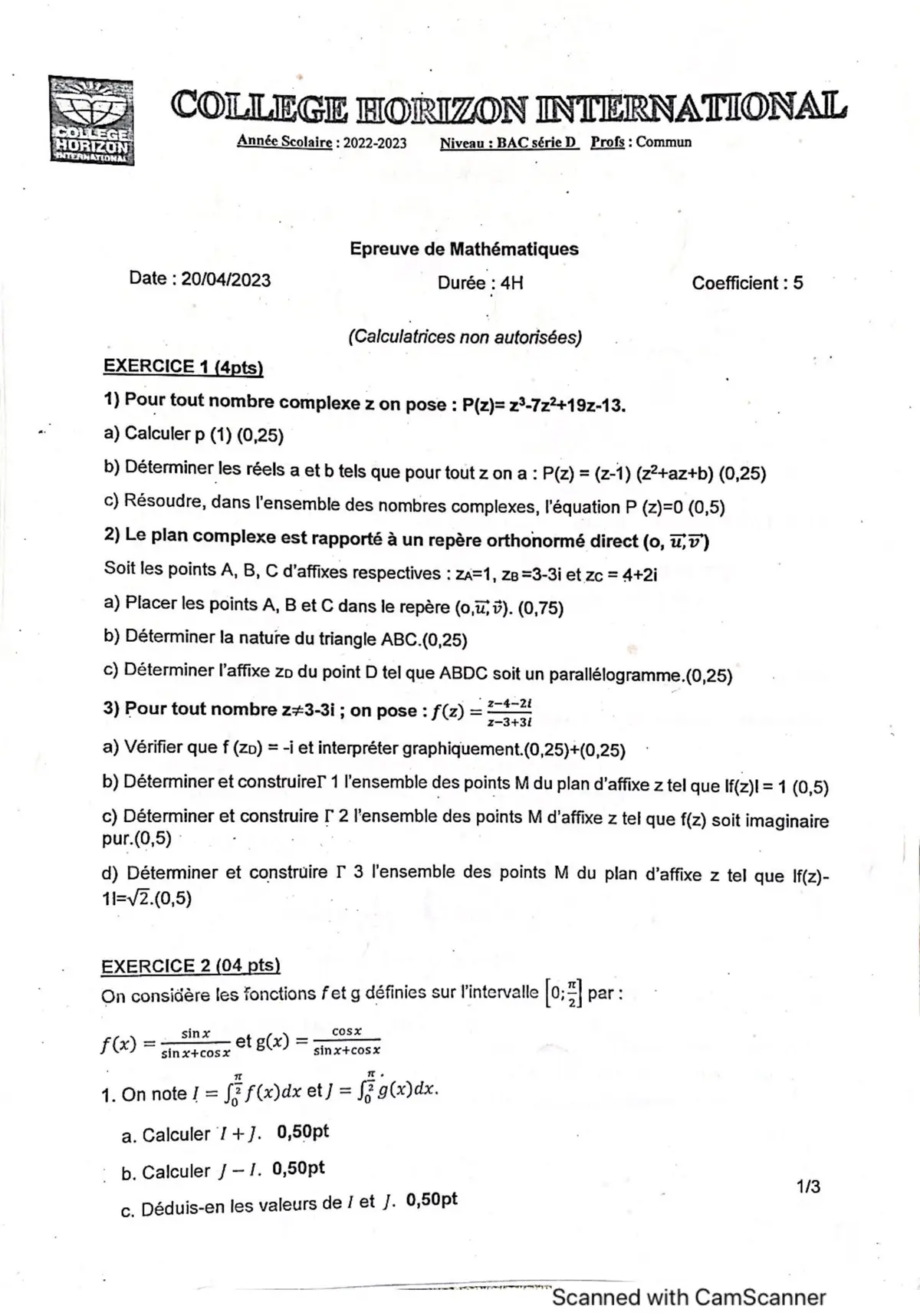 Page 8 — Bac blanc horizon