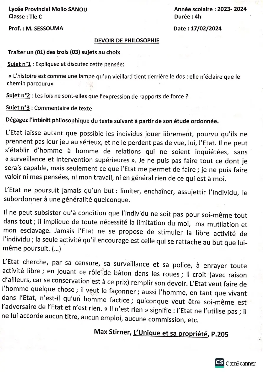 Page 3 — Épreuve de Philosophie D&C