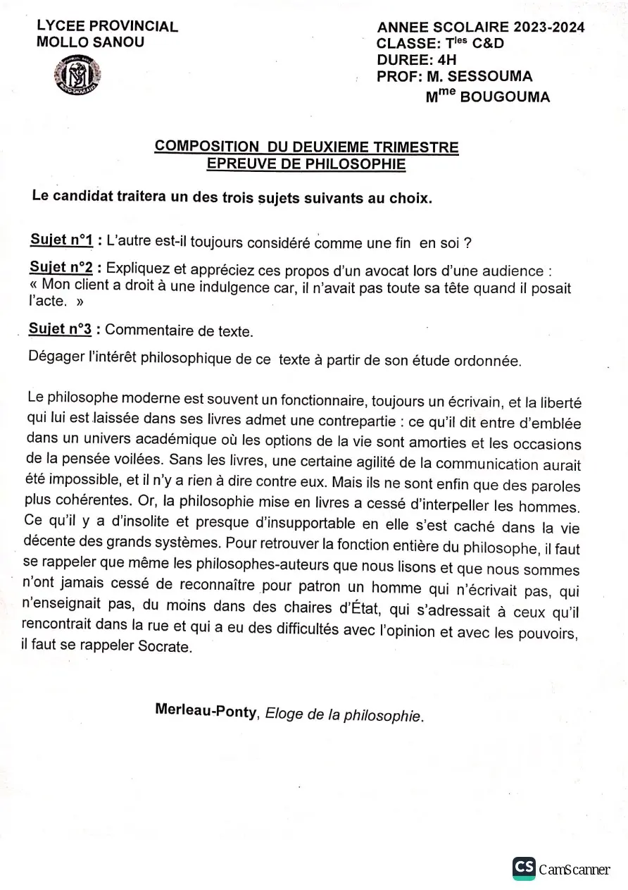 Page 4 — Épreuve de Philosophie D&C