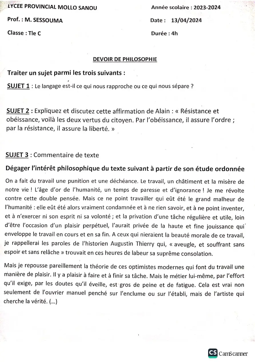 Page 5 — Épreuve de Philosophie D&C