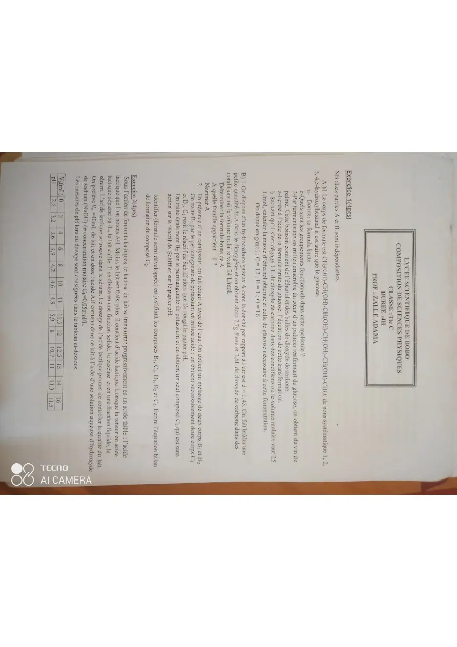 Page 10 — Physique chimie Lycée Scientifique Nation de Bobo