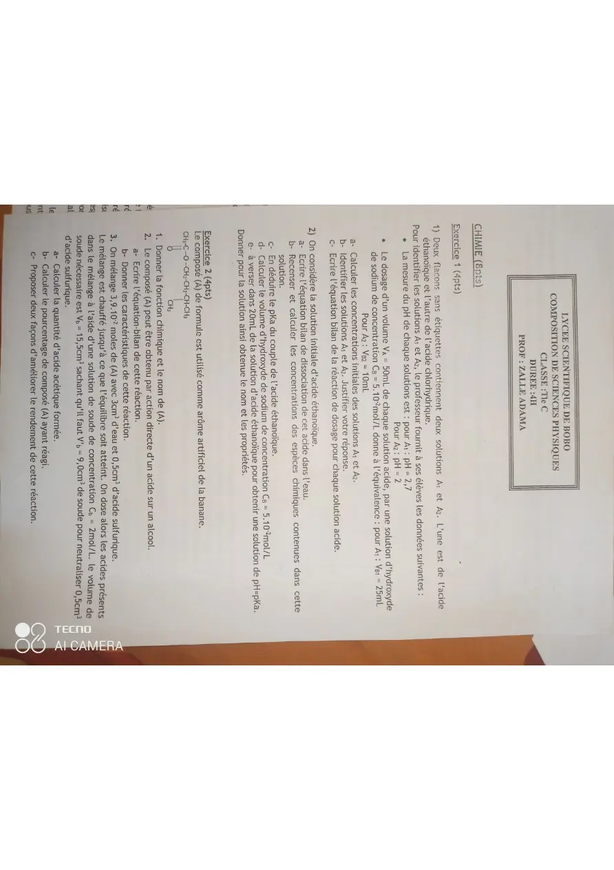 Page 14 — Physique chimie Lycée Scientifique Nation de Bobo