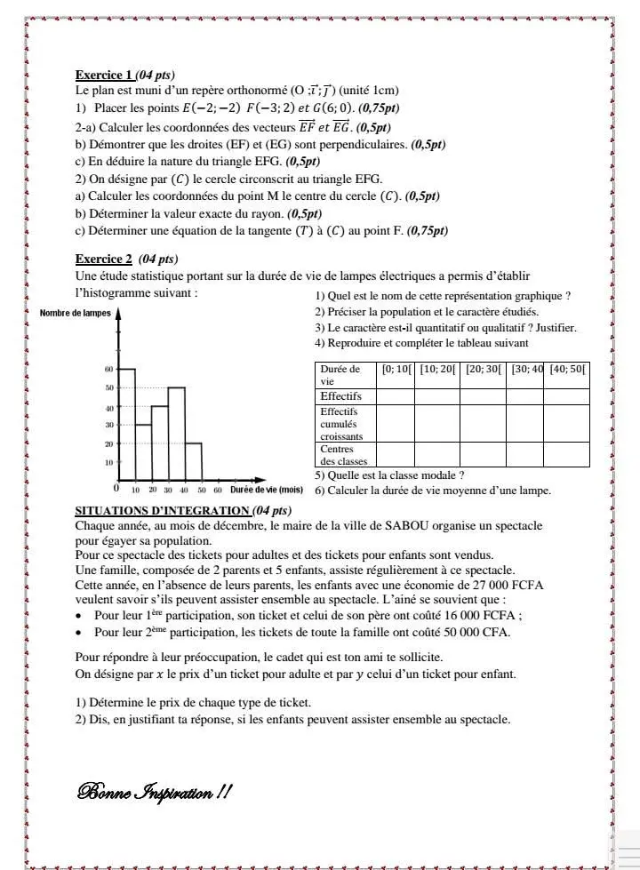 Page 2 — Devoir de 3e mathématiques
