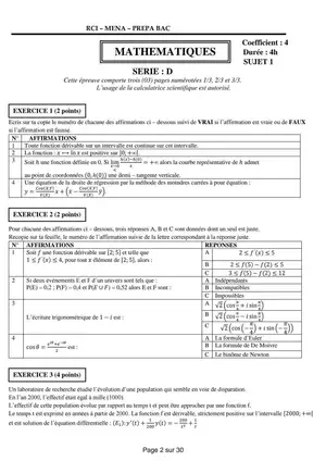 Devoir de mathématiques