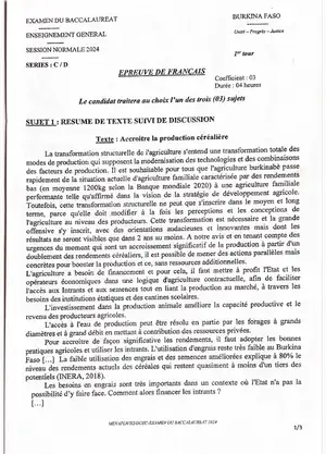 Épreuve du bac Français 2024 1er tour