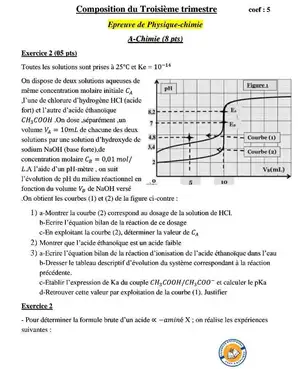 Sujet d'un devoir pc 3e trimestre 