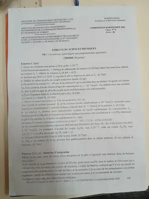 Épreuve Harmonisé de PC de Tle C Guiriko