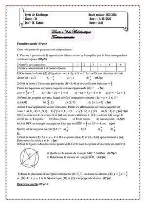 Devoir de 3e mathématiques